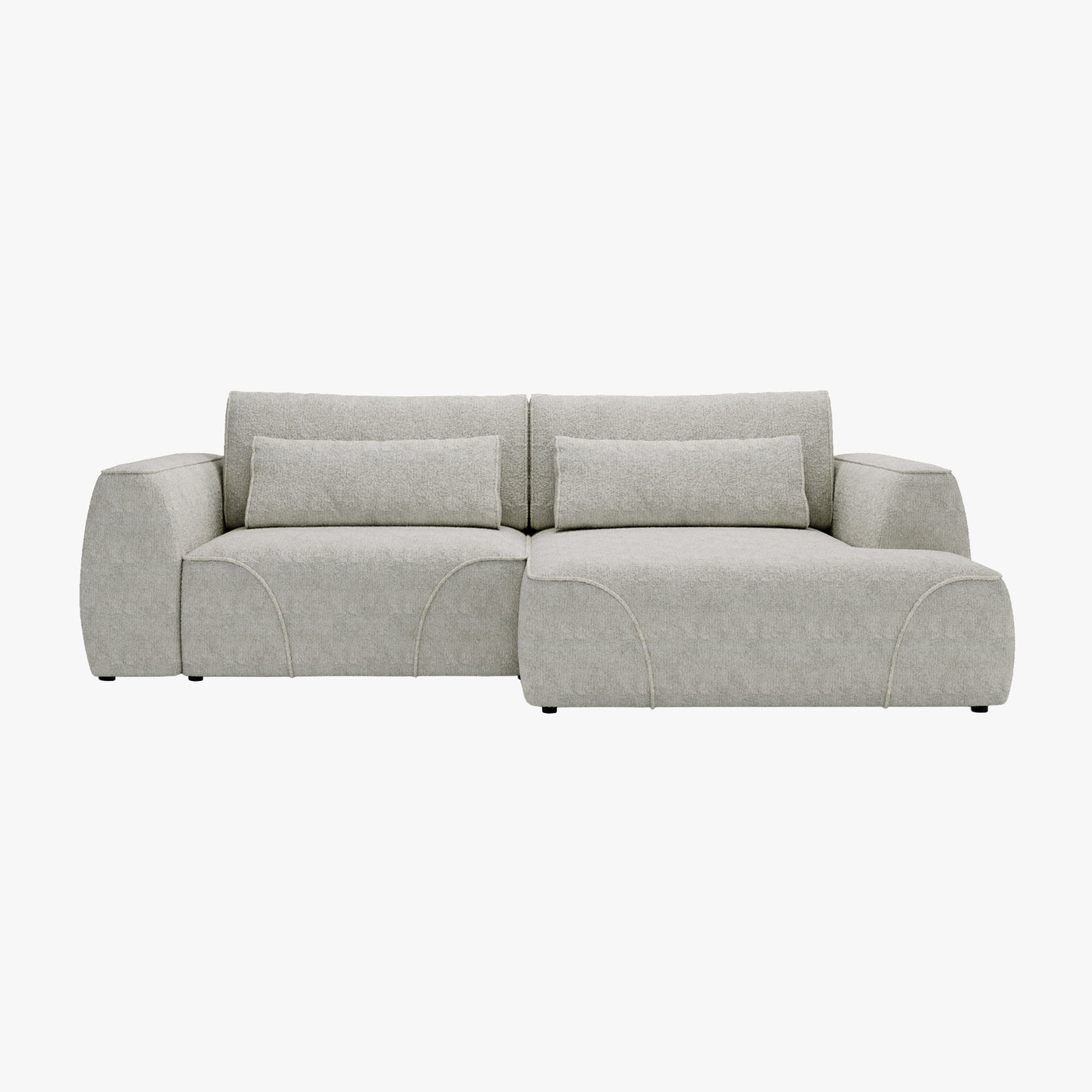 GRACE Canapé d'angle convertible avec coffre en tissu beige - Angle droit