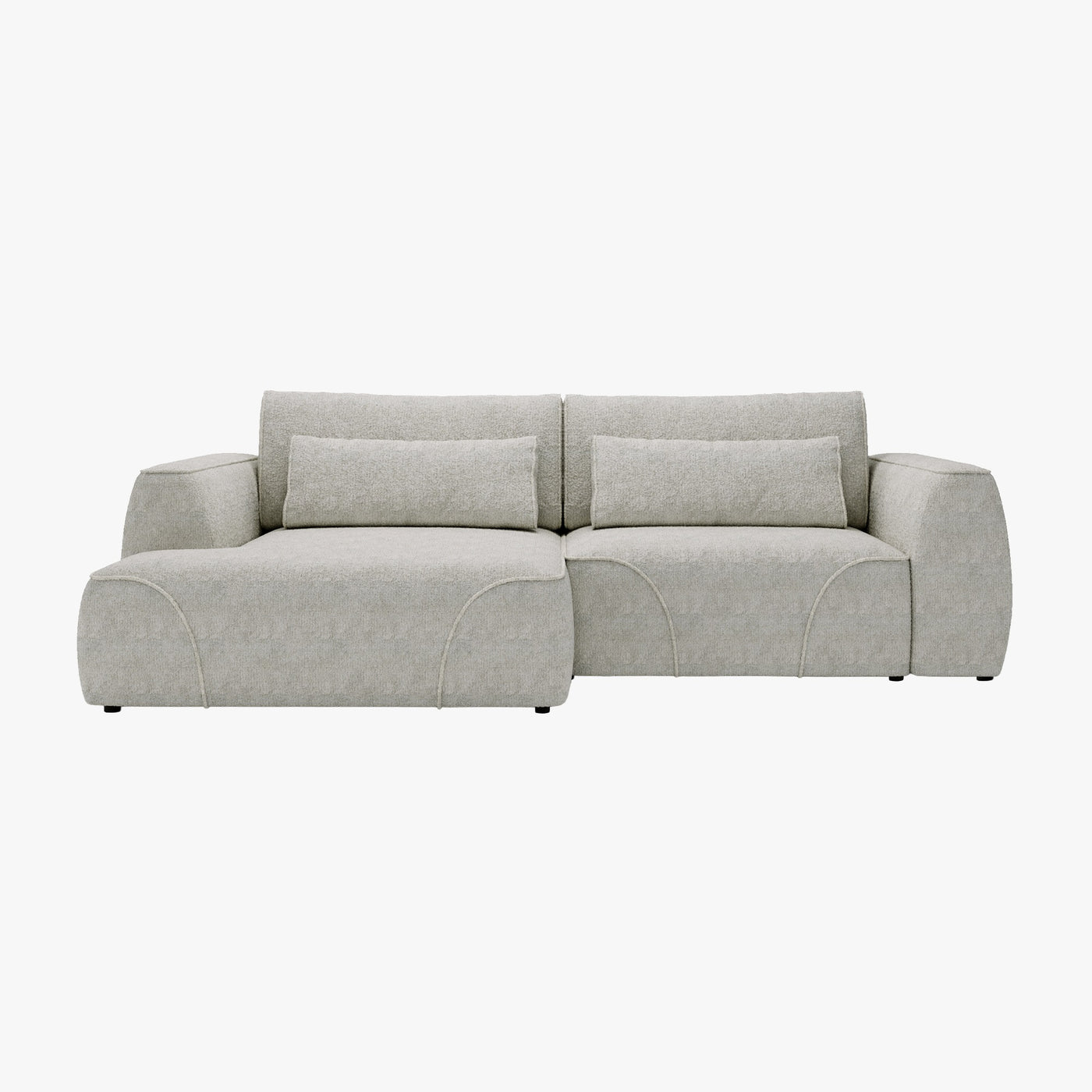 GRACE Canapé d'angle convertible avec coffre en tissu beige - Angle gauche