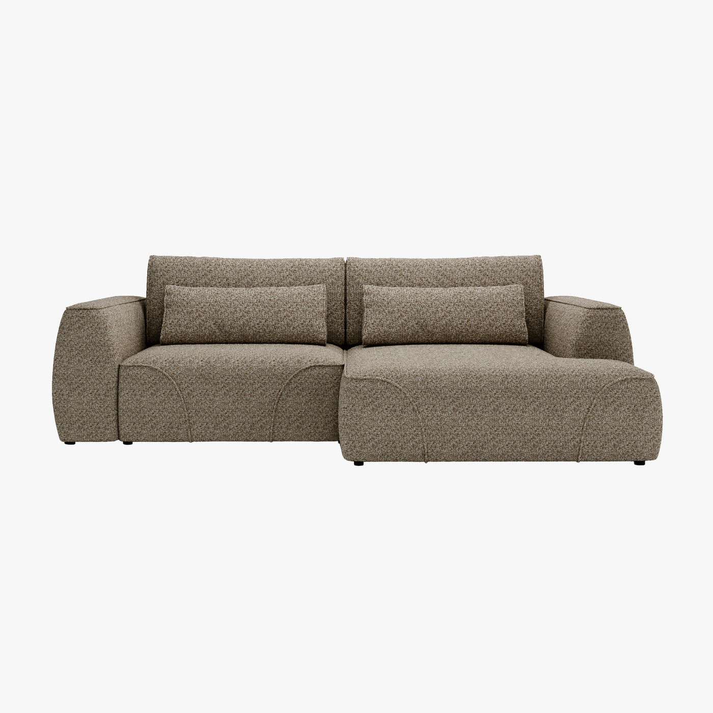 GRACE Canapé d'angle convertible avec coffre en tissu taupe - Angle droit