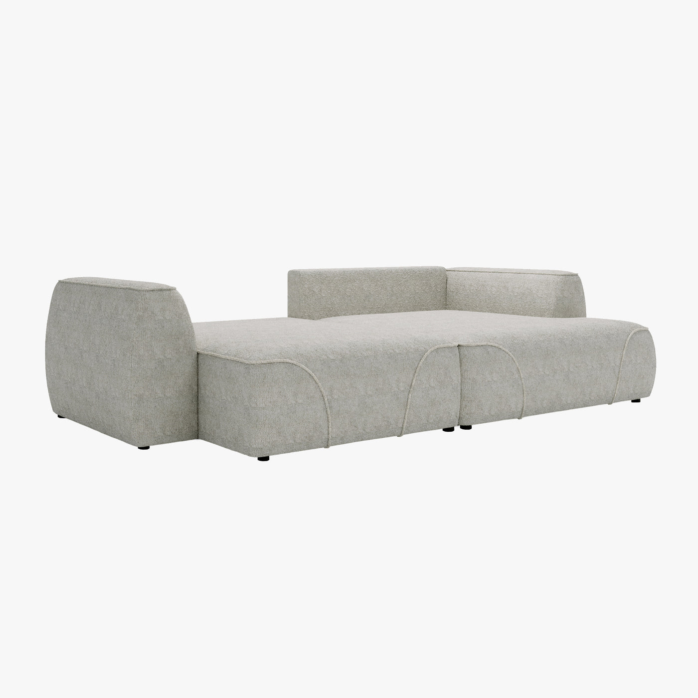 GRACE Canapé d'angle convertible avec coffre en tissu beige - Angle droit