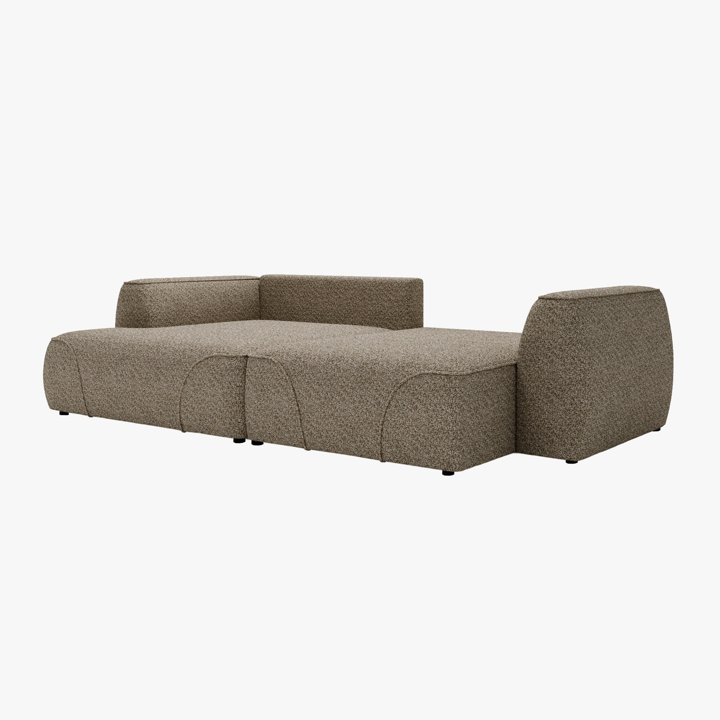 GRACE Canapé d'angle convertible avec coffre en tissu taupe - Angle gauche