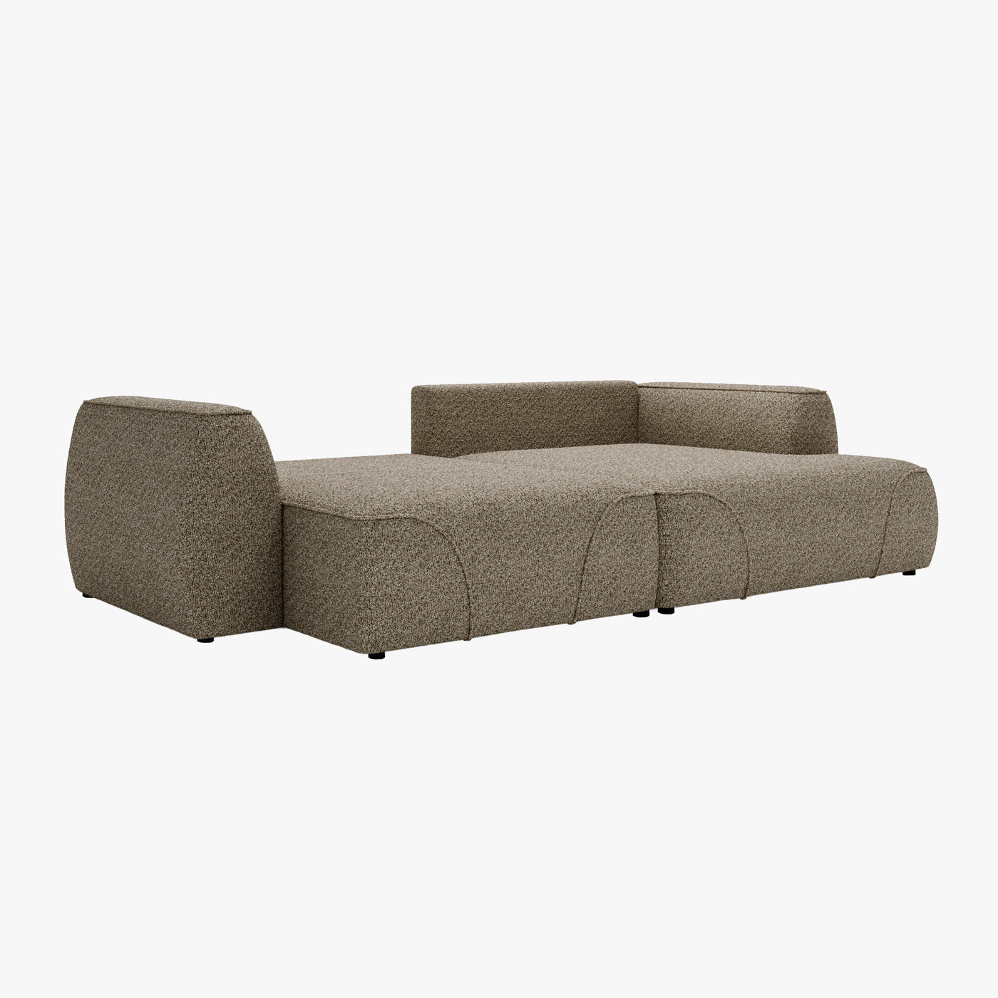 GRACE Canapé d'angle convertible avec coffre en tissu taupe - Angle droit