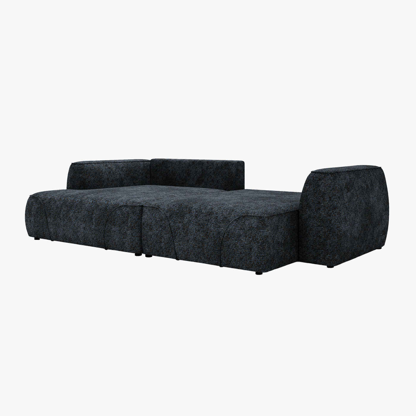 GRACE Canapé d'angle convertible avec coffre en tissu bleu - Angle gauche