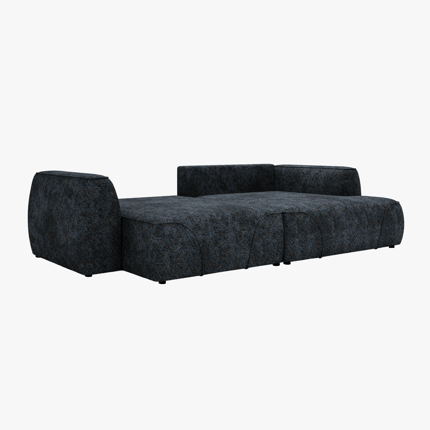 GRACE Canapé d'angle convertible avec coffre en tissu bleu - Angle droit