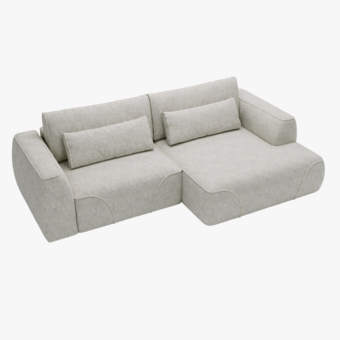 GRACE Canapé d'angle convertible avec coffre en tissu beige - Angle droit