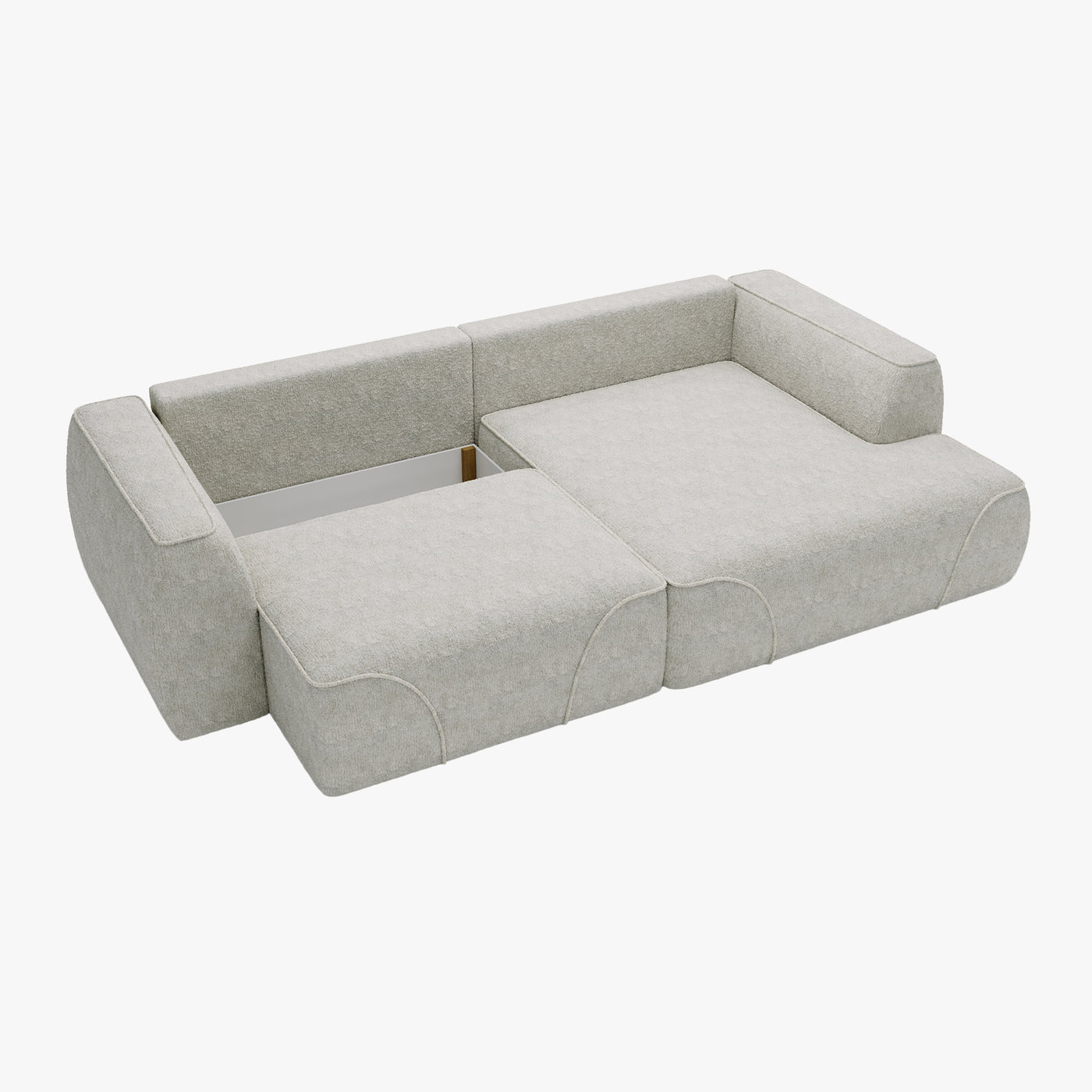 GRACE Canapé d'angle convertible avec coffre en tissu beige - Angle droit