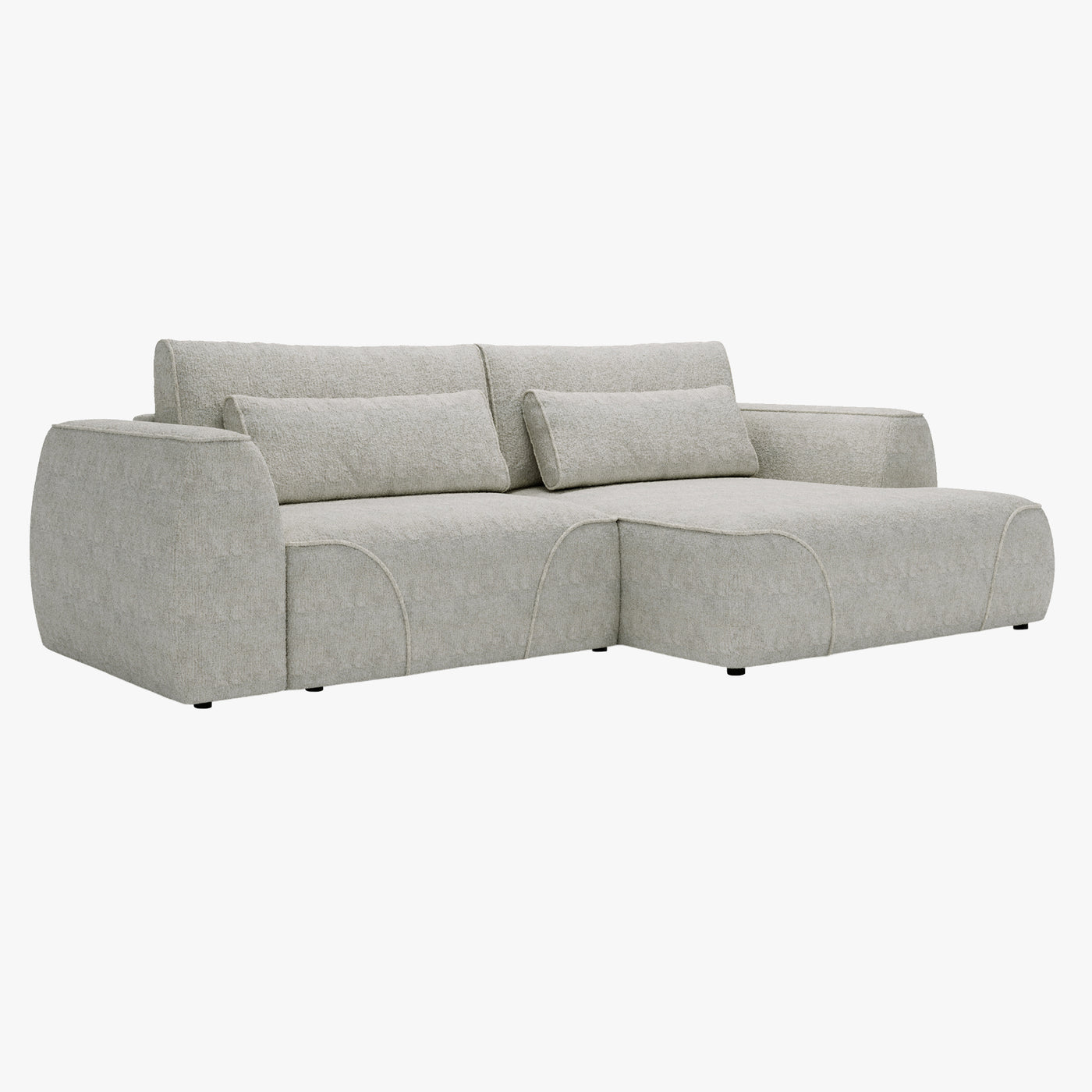 GRACE Canapé d'angle convertible avec coffre en tissu beige - Angle droit