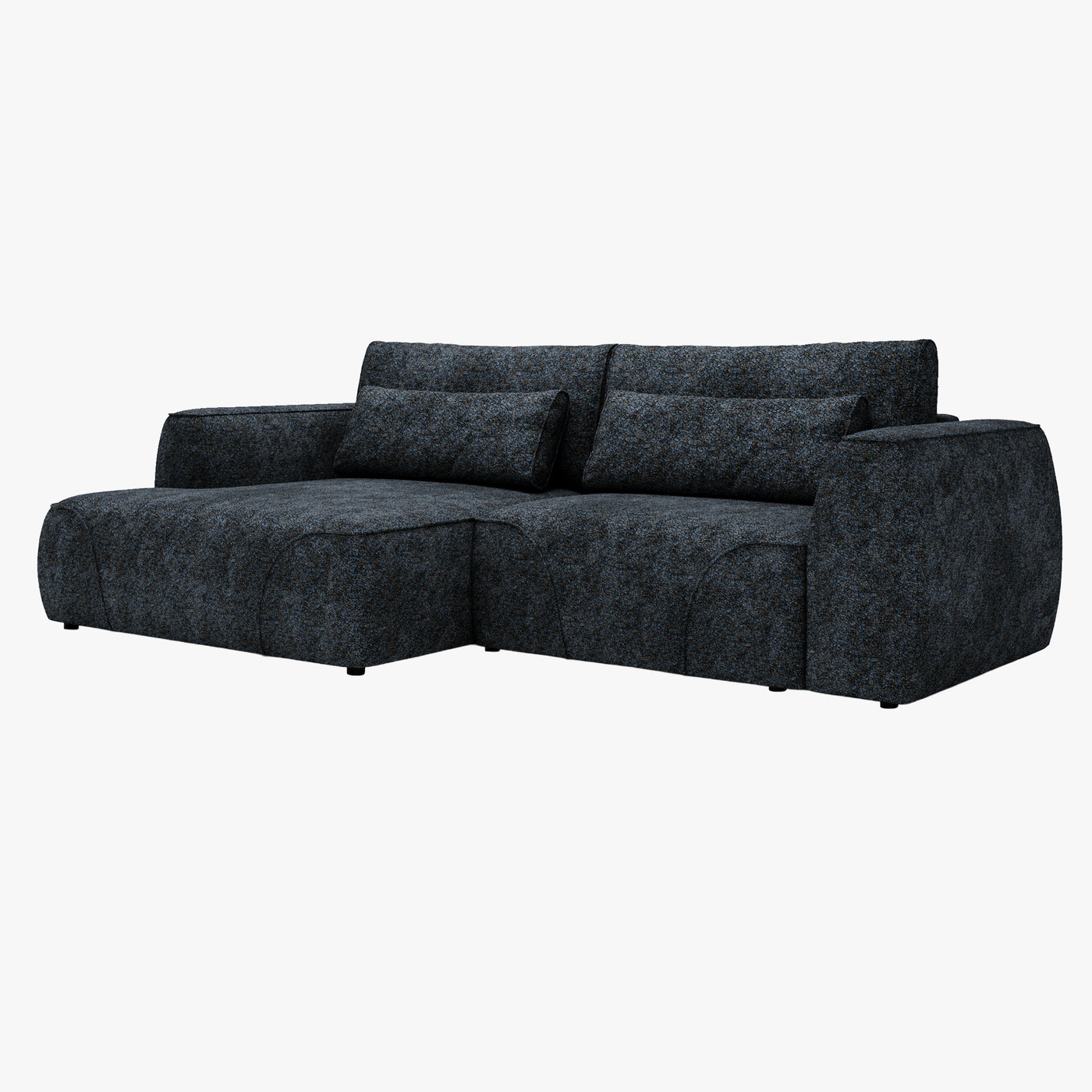 GRACE Canapé d'angle convertible avec coffre en tissu bleu - Angle gauche
