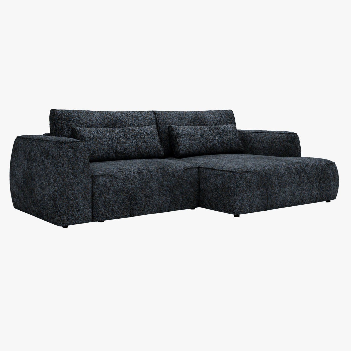 GRACE Canapé d'angle convertible avec coffre en tissu bleu - Angle droit