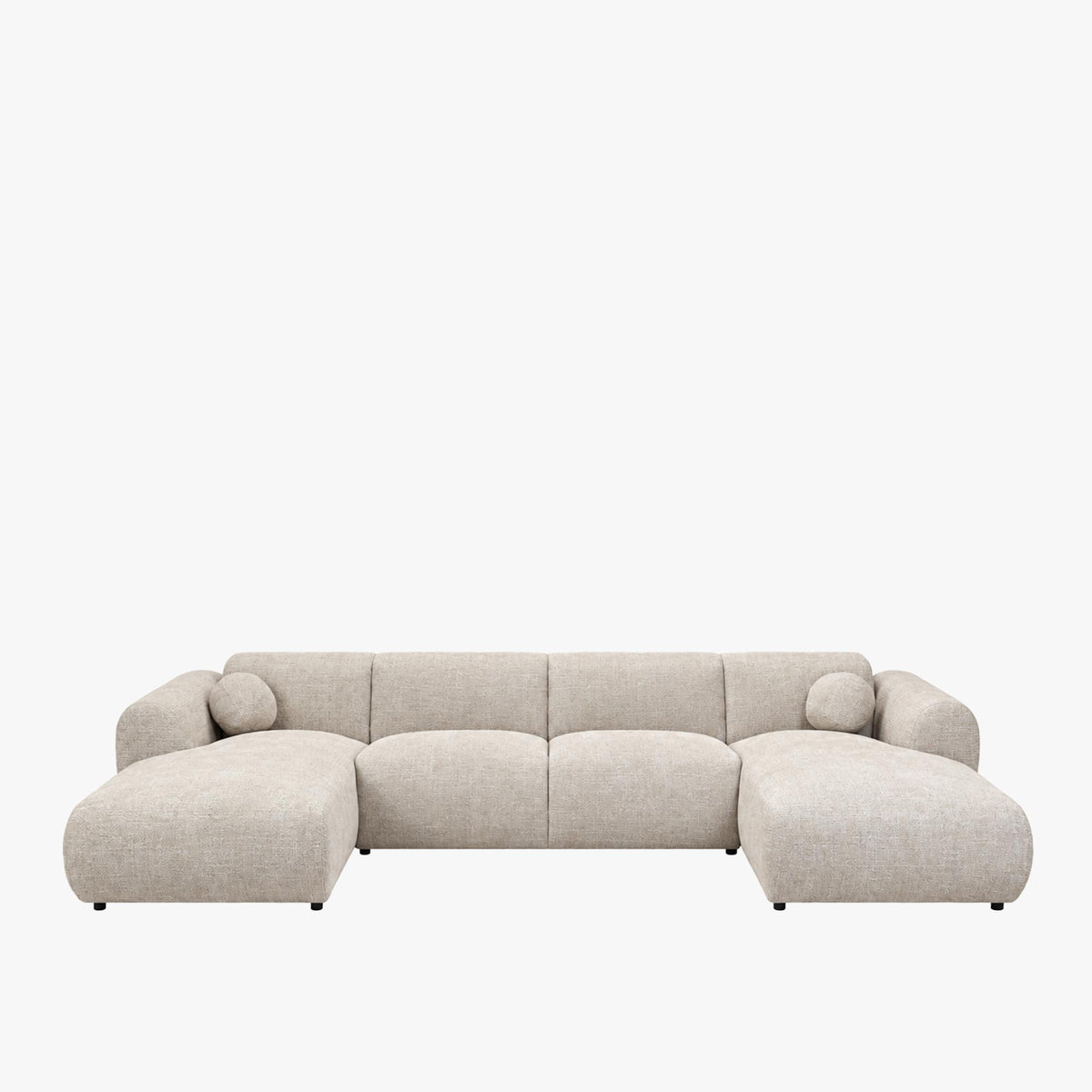 NAYLA XL Canapé panoramique en tissu beige - Mobilier Deco