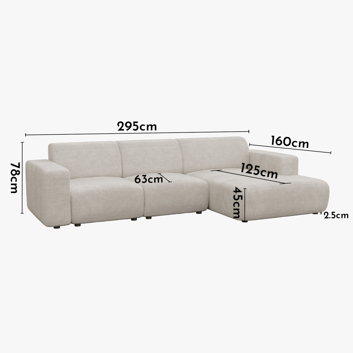 NAYVA Canapé d'angle en tissu beige - Angle droit