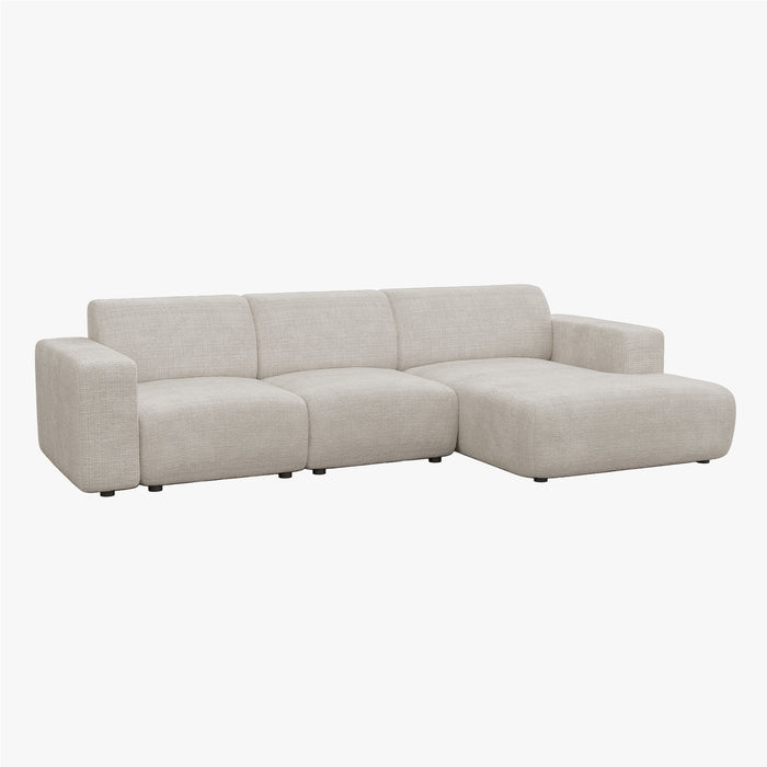 NAYVA Canapé d'angle en tissu beige - Angle droit