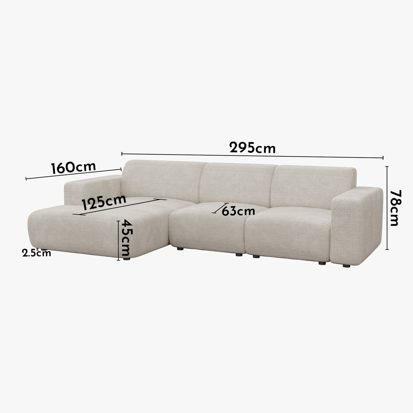 NAYVA Canapé d'angle en tissu beige - Angle gauche