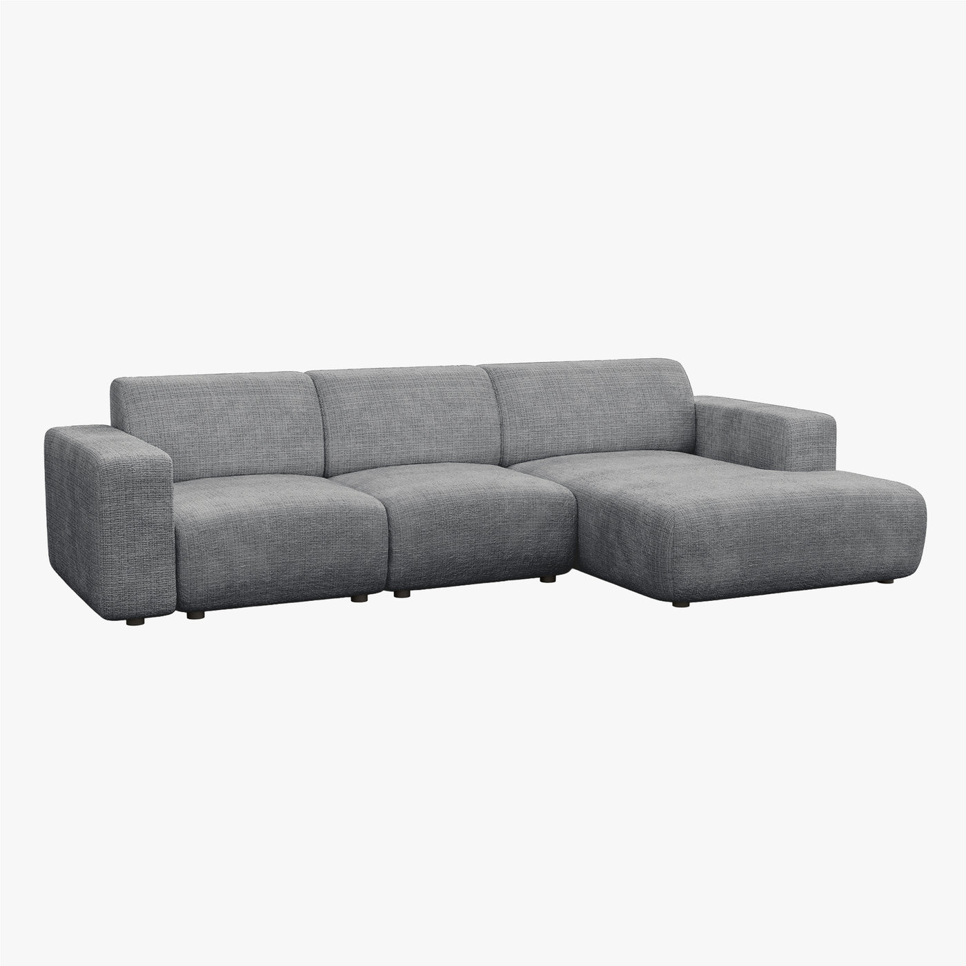 NAYVA Canapé d'angle en tissu gris - Angle droit