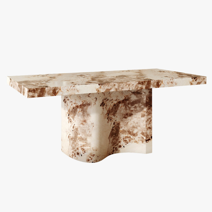 PEYRA Table à manger en marbre d'ingénierie beige et marron
