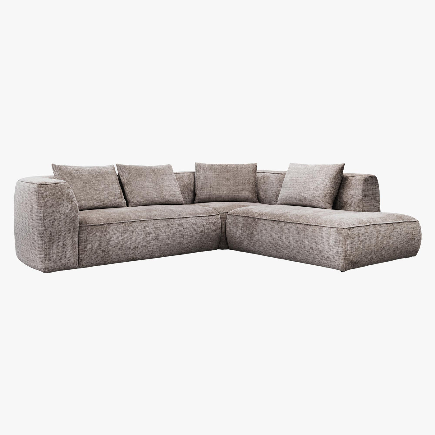 ROSIE Canapé d'angle en tissu gris - Angle droit