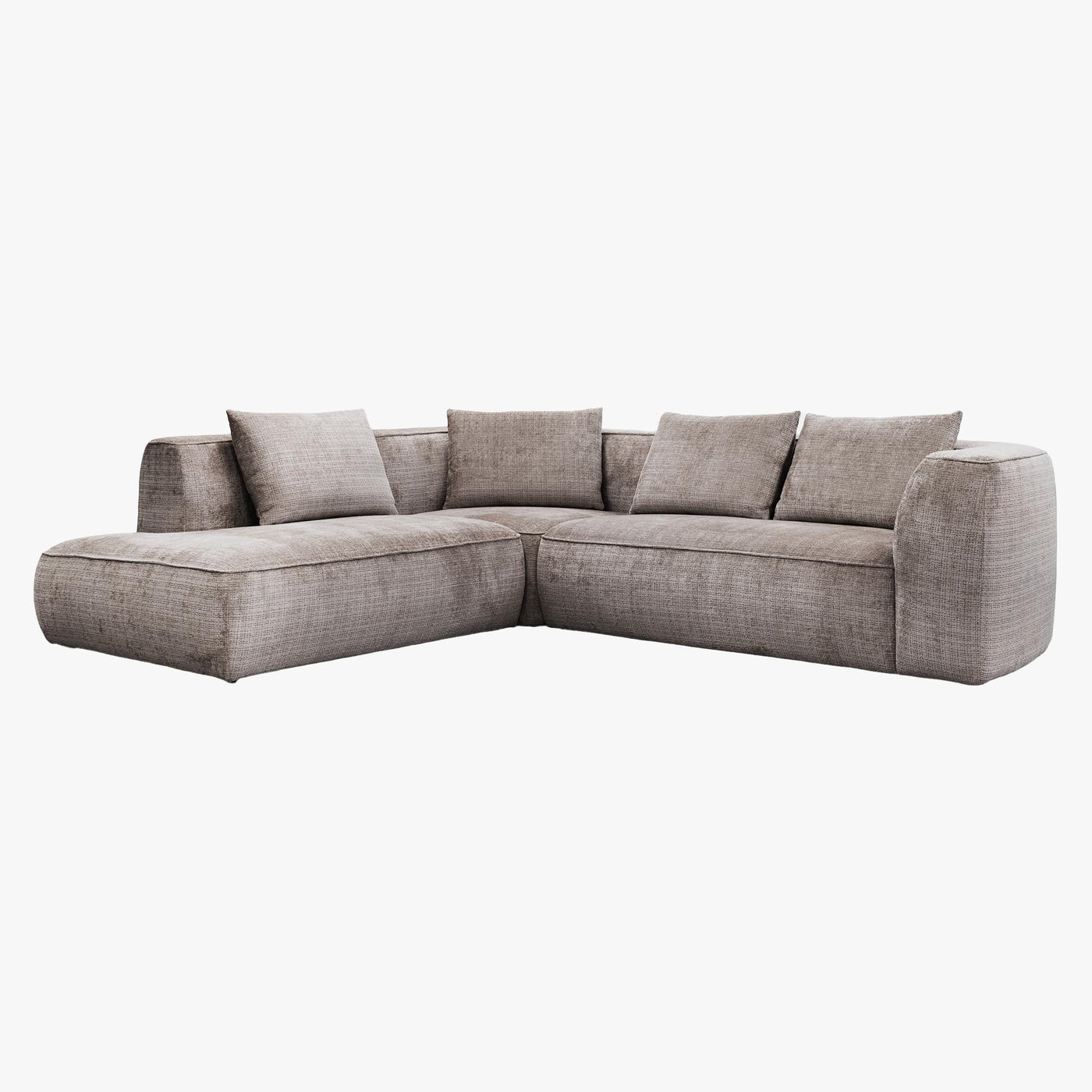 ROSIE Canapé d'angle en tissu gris - Angle gauche
