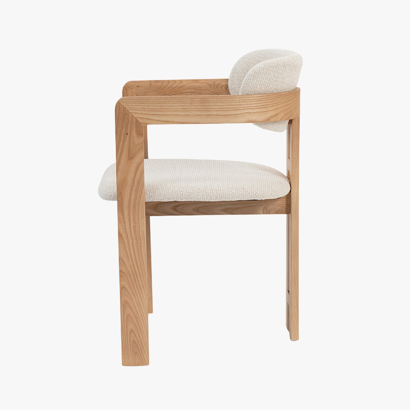 lot de 2 chaises de repas en tissu beige avec pieds en chêne massif couleur bois clair