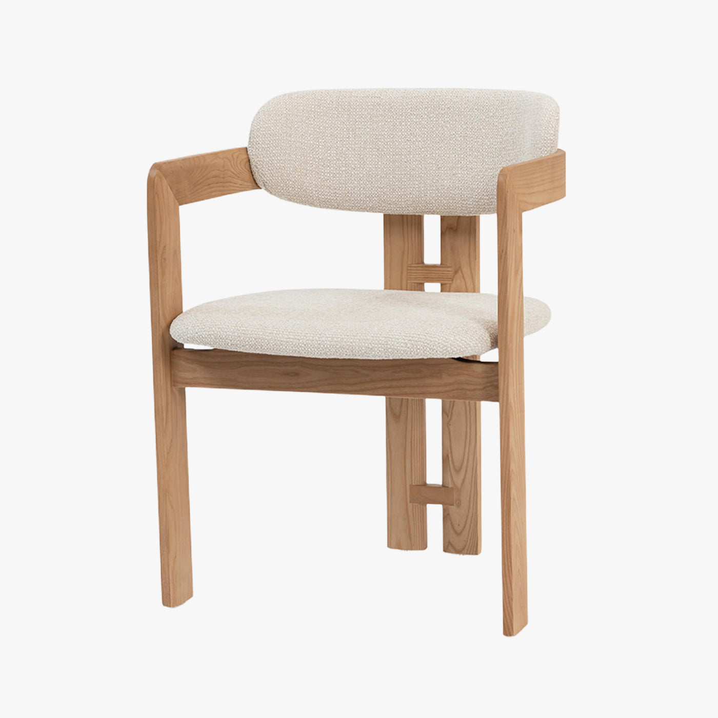 lot de 2 chaises de repas en tissu beige avec pieds en chêne massif couleur bois clair