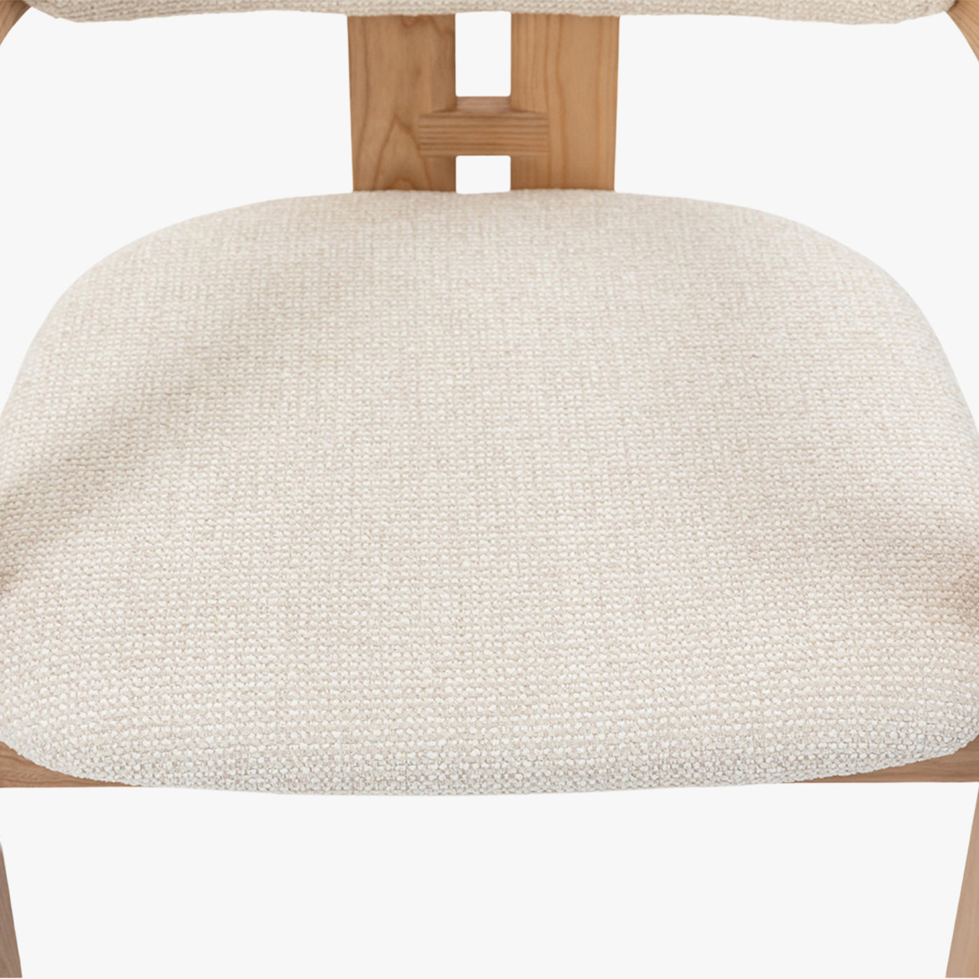 lot de 2 chaises de repas en tissu beige avec pieds en chêne massif couleur bois clair