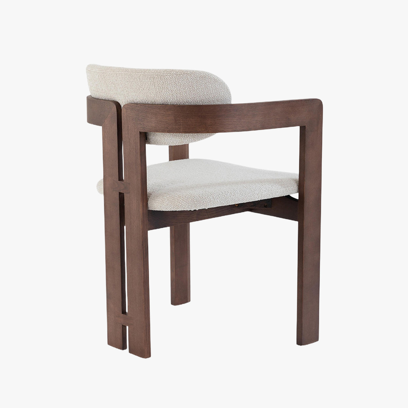 lot de 2 chaises de repas en tissu beige avec pieds en chêne massif couleur bois foncé