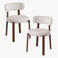 JULIA Lot de 2 chaises en tissu beige pieds couleur bois foncé