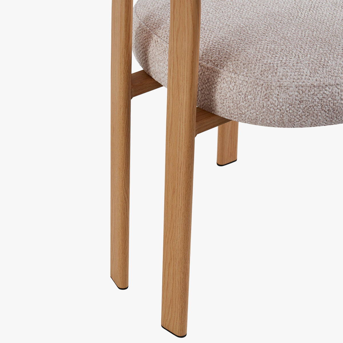 JULIA Lot de 2 chaises avec accoudoir en tissu beige pieds couleur bois clair