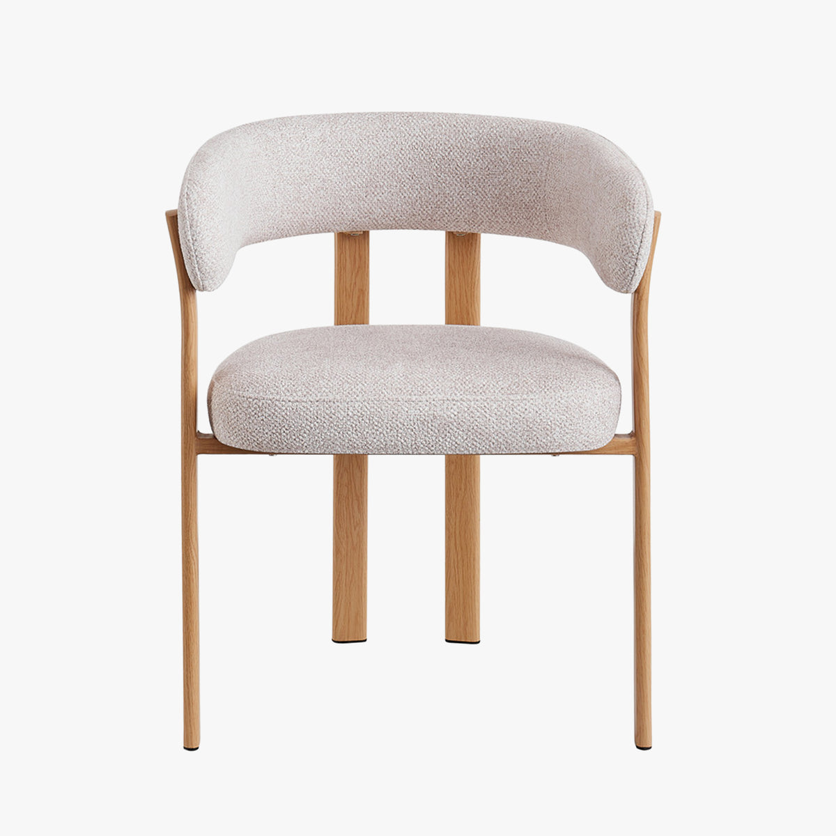 JULIA Lot de 2 chaises avec accoudoir en tissu beige pieds couleur bois clair