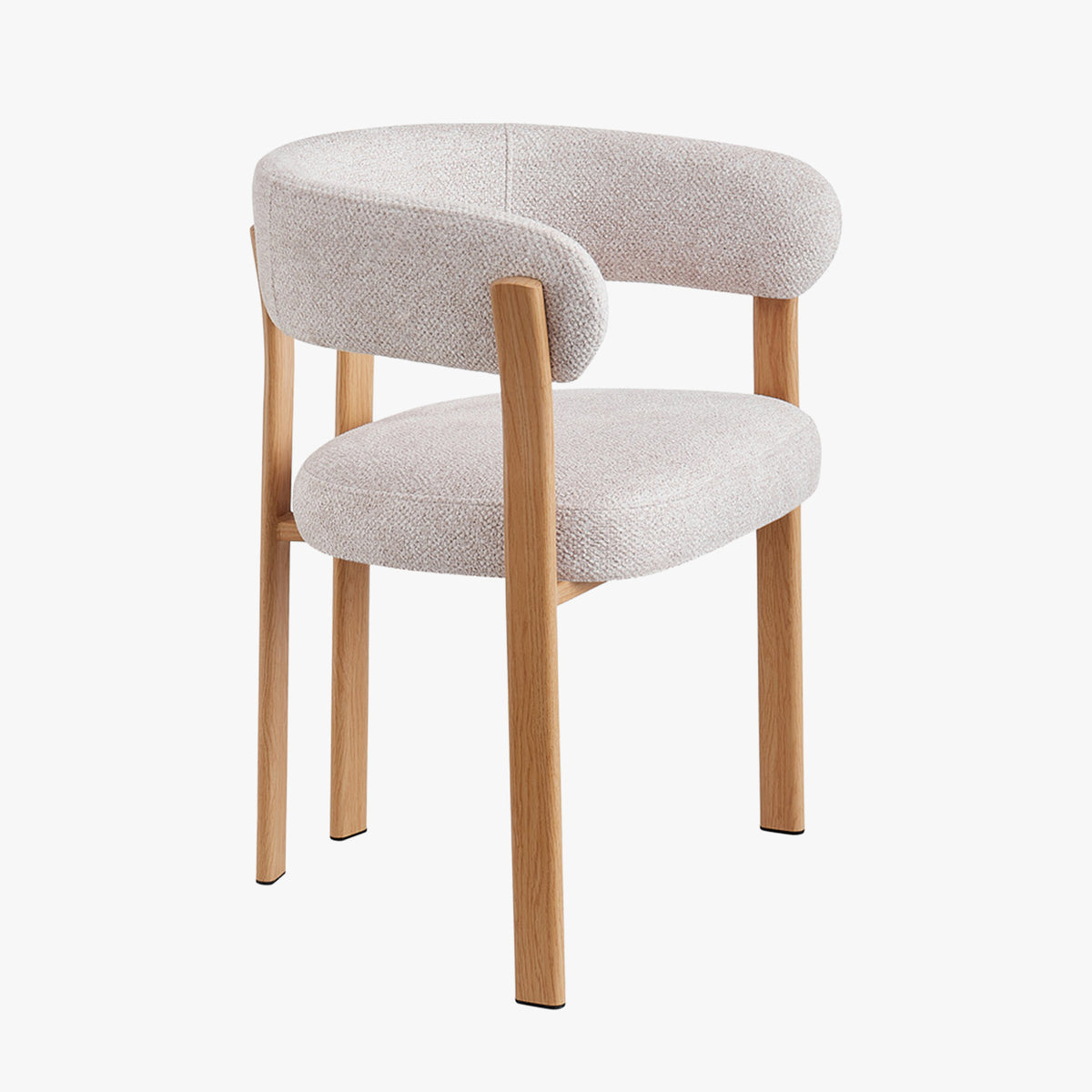 JULIA Lot de 2 chaises avec accoudoir en tissu beige pieds couleur bois clair