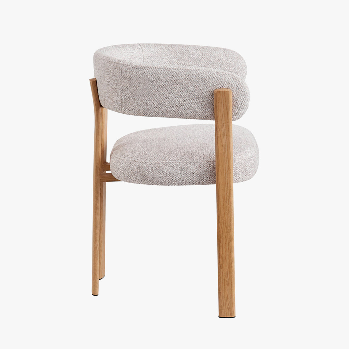 JULIA Lot de 2 chaises avec accoudoir en tissu beige pieds couleur bois clair