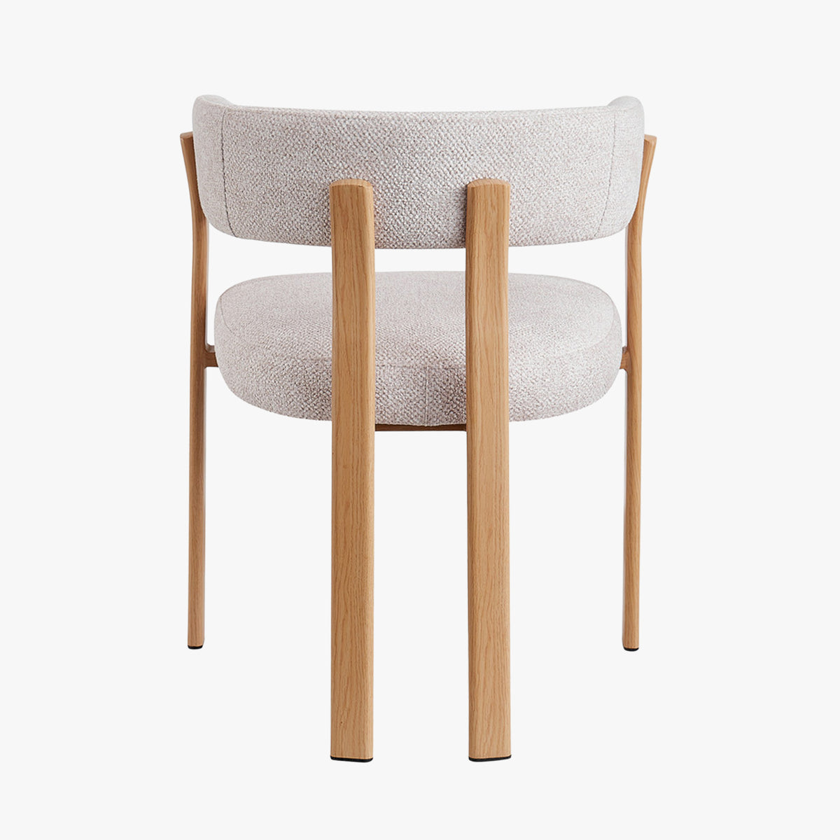 JULIA Lot de 2 chaises avec accoudoir en tissu beige pieds couleur bois clair