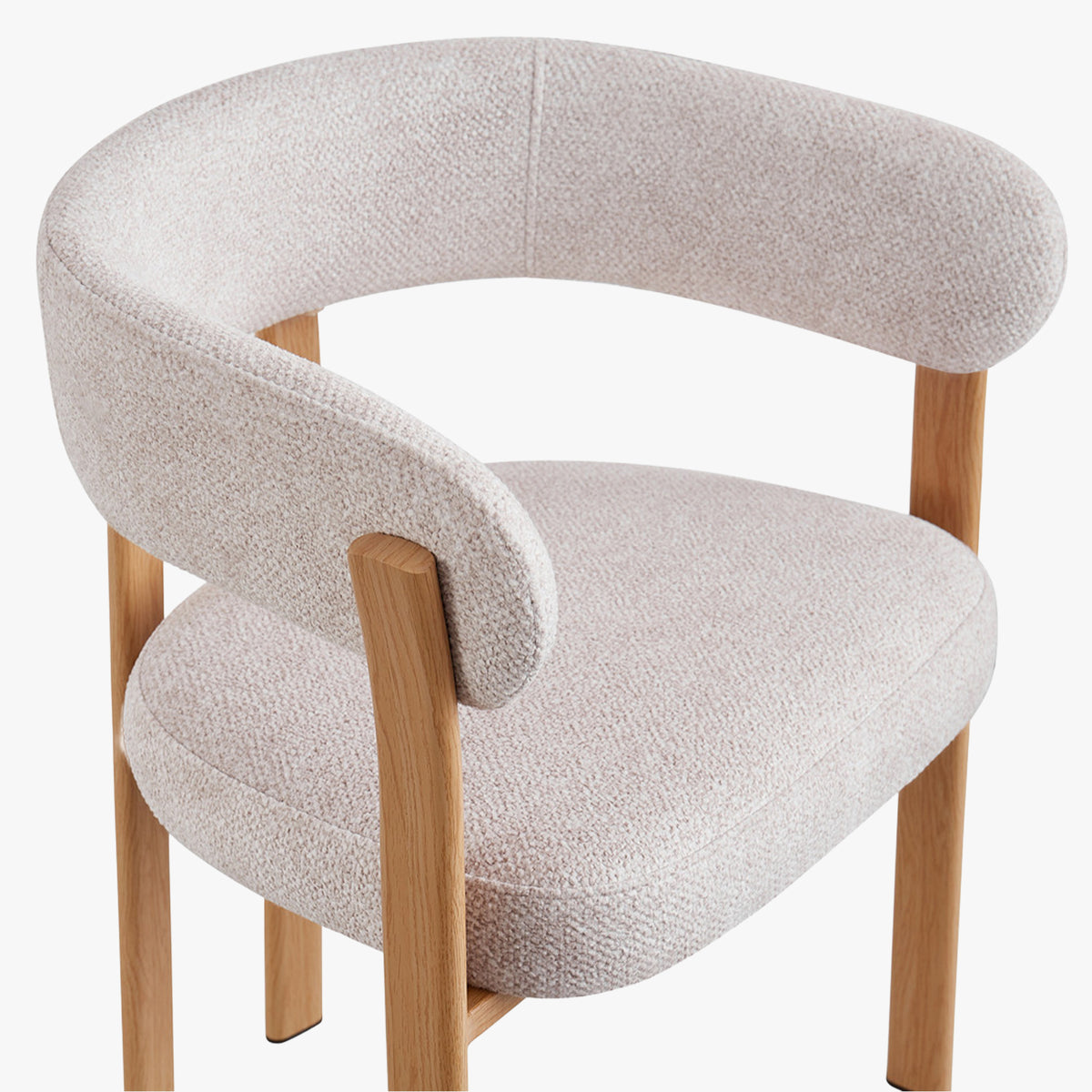 JULIA Lot de 2 chaises avec accoudoir en tissu beige pieds couleur bois clair
