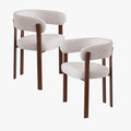 JULIA Lot de 2 chaises avec accoudoir en tissu beige pieds couleur bois foncé