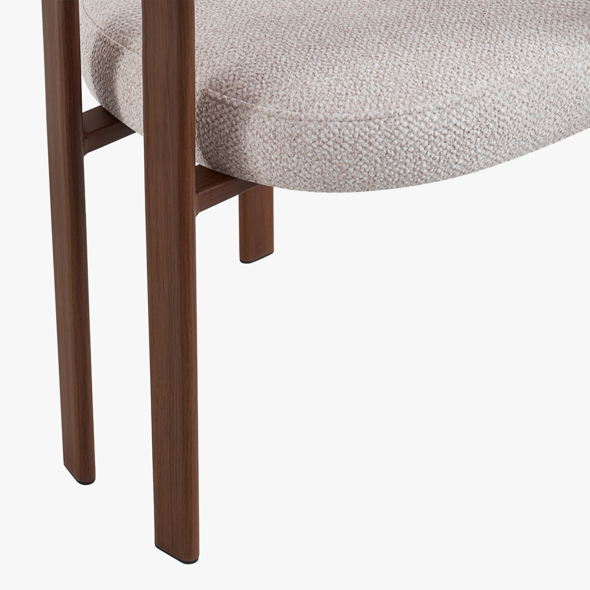 JULIA Lot de 2 chaises avec accoudoir en tissu beige pieds couleur bois foncé