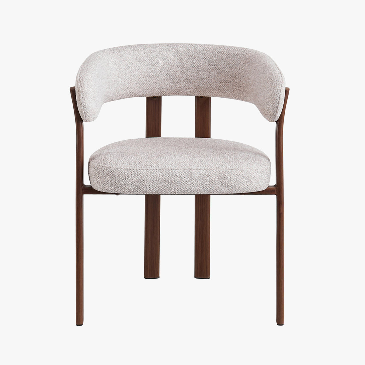 JULIA Lot de 2 chaises avec accoudoir en tissu beige pieds couleur bois foncé