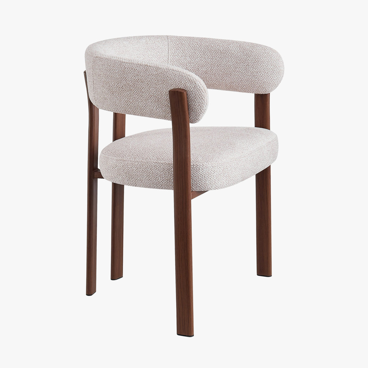 JULIA Lot de 2 chaises avec accoudoir en tissu beige pieds couleur bois foncé