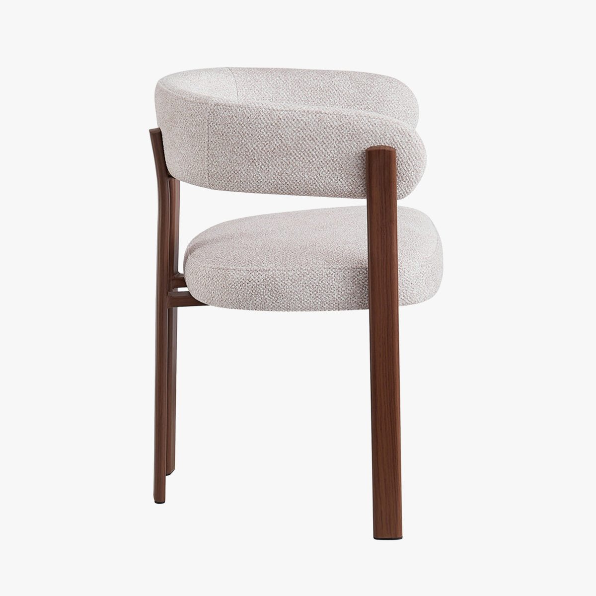 JULIA Lot de 2 chaises avec accoudoir en tissu beige pieds couleur bois foncé