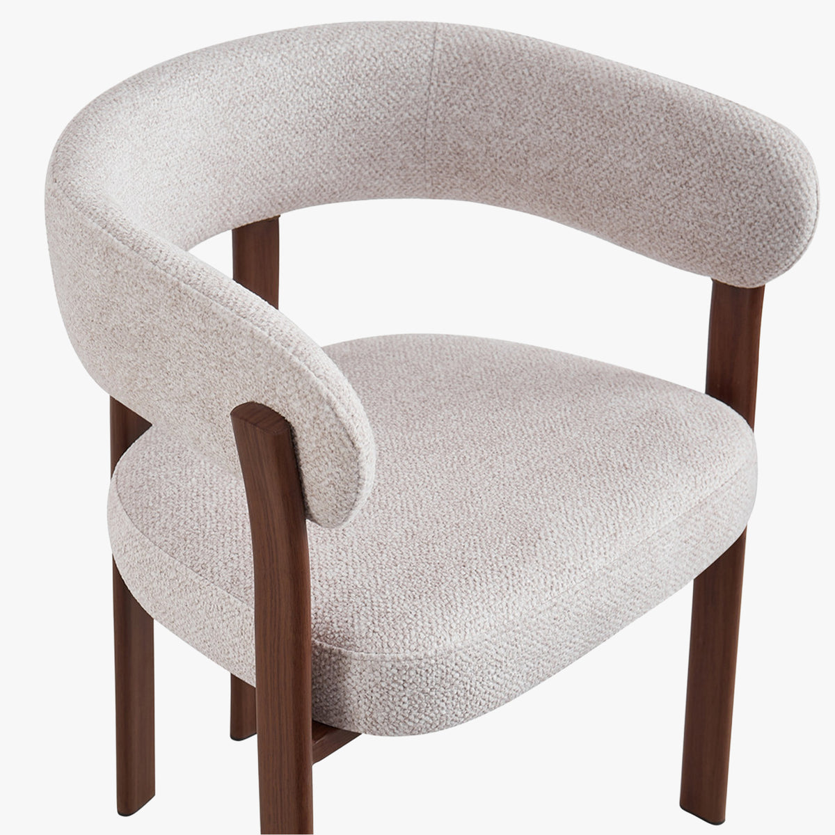 JULIA Lot de 2 chaises avec accoudoir en tissu beige pieds couleur bois foncé