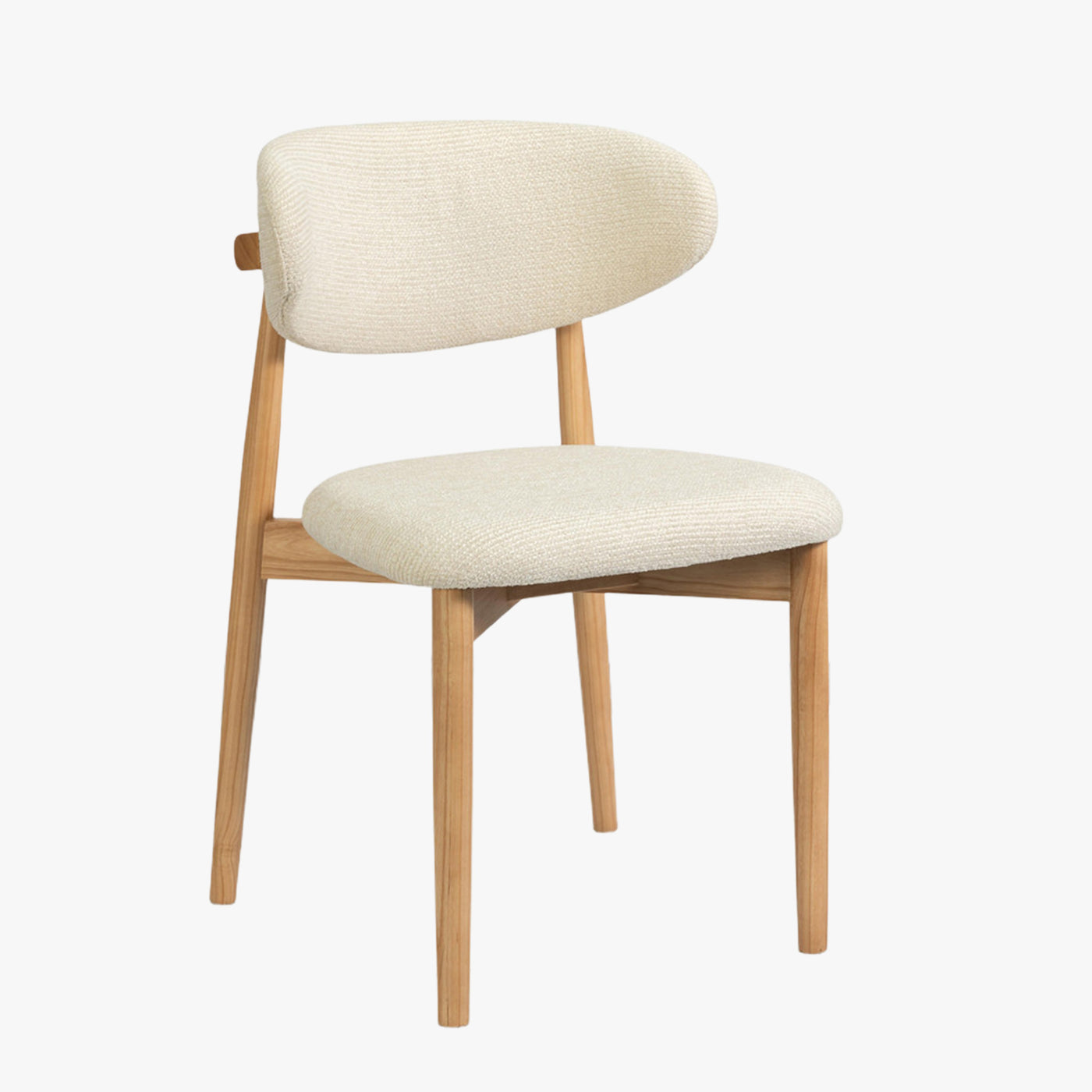 lot de 2 chaises en tissu beige avec piètement en chêne massif couleur bois clair