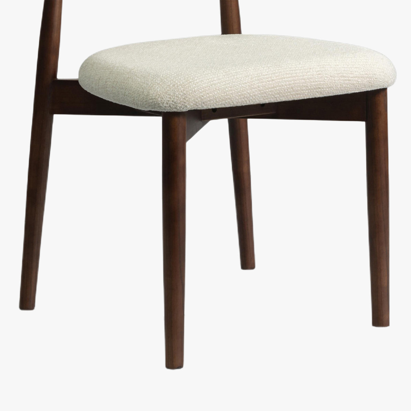 lot de 2 chaises en tissu beige avec piètement en chêne massif couleur bois foncé