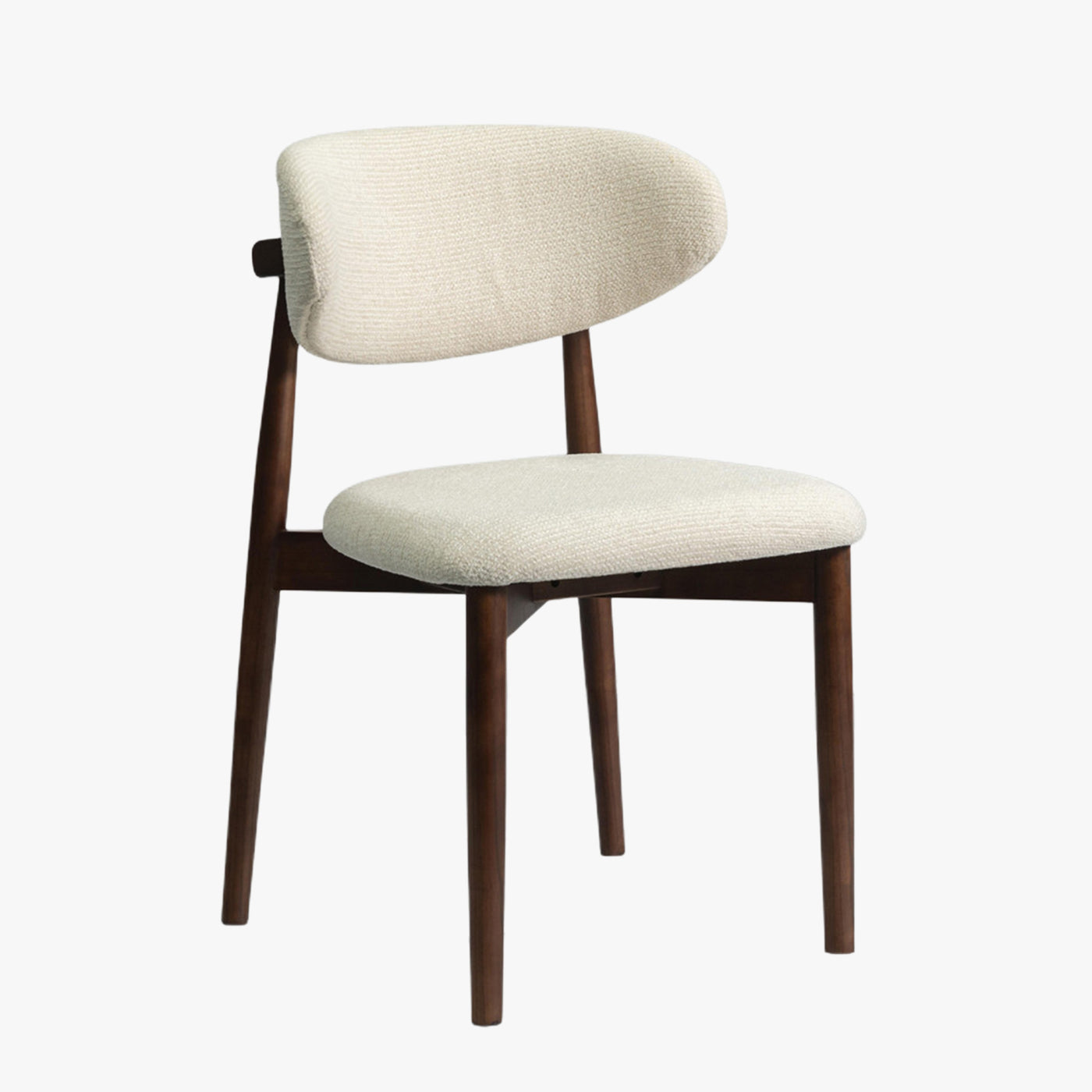 lot de 2 chaises en tissu beige avec piètement en chêne massif couleur bois foncé
