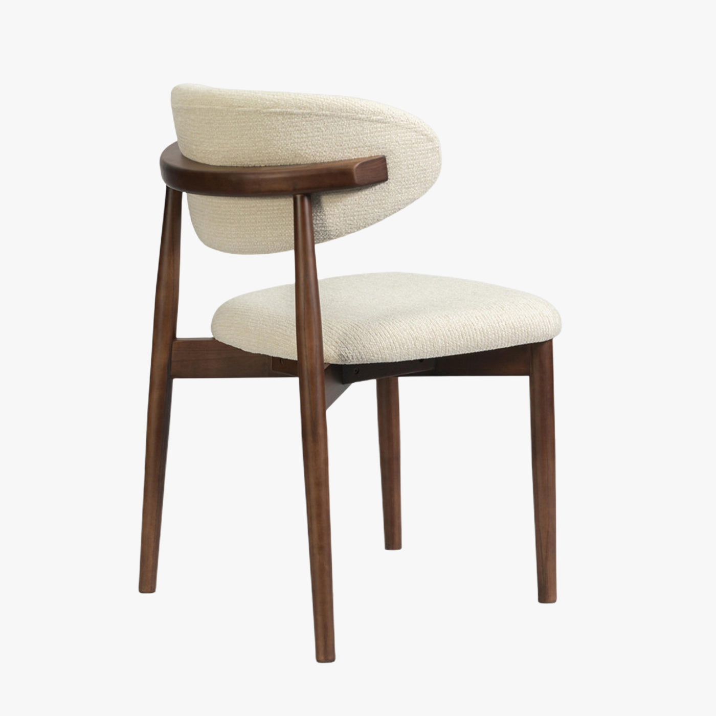 lot de 2 chaises en tissu beige avec piètement en chêne massif couleur bois foncé
