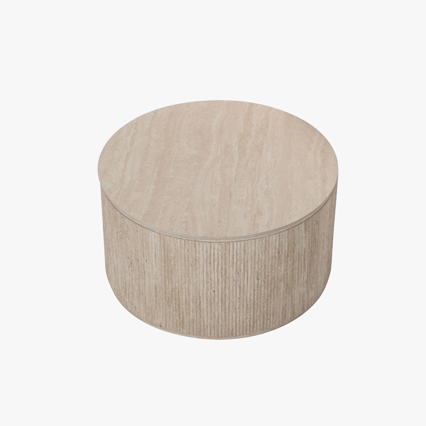 FARA Lot de 2 tables basses rondes plateau en céramique beige