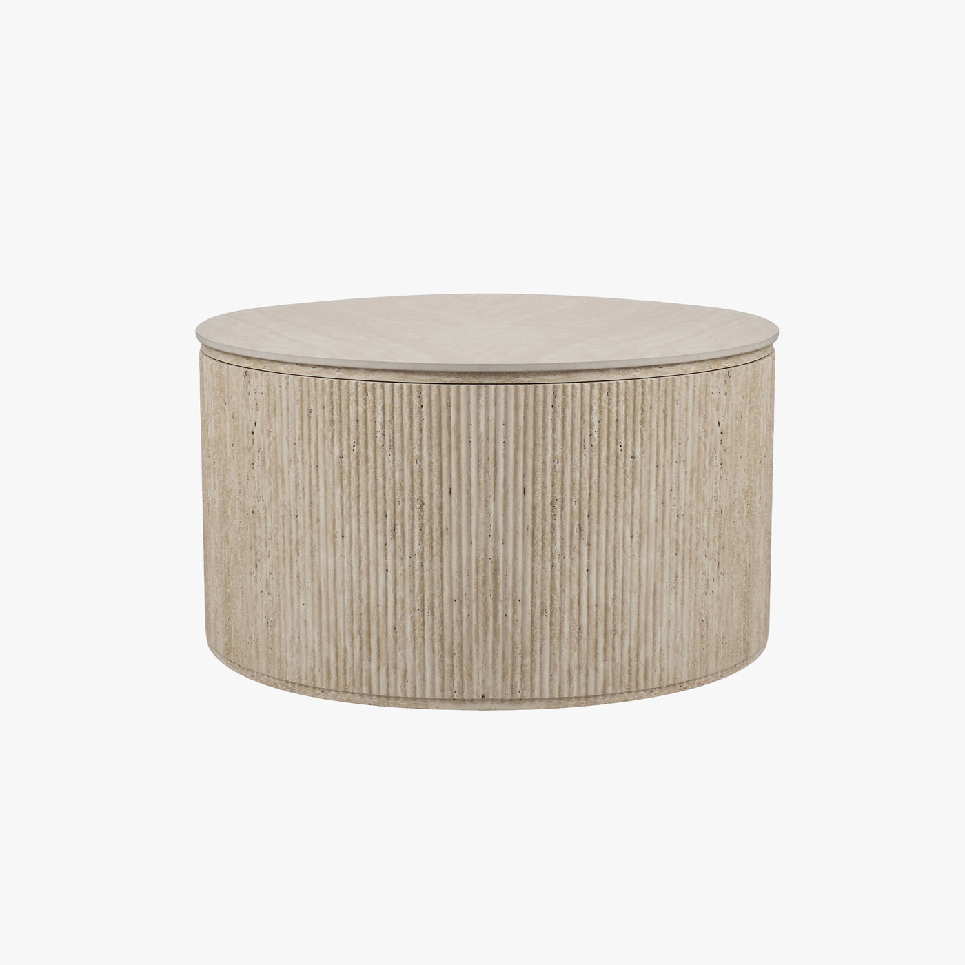 FARA Lot de 2 tables basses rondes plateau en céramique beige
