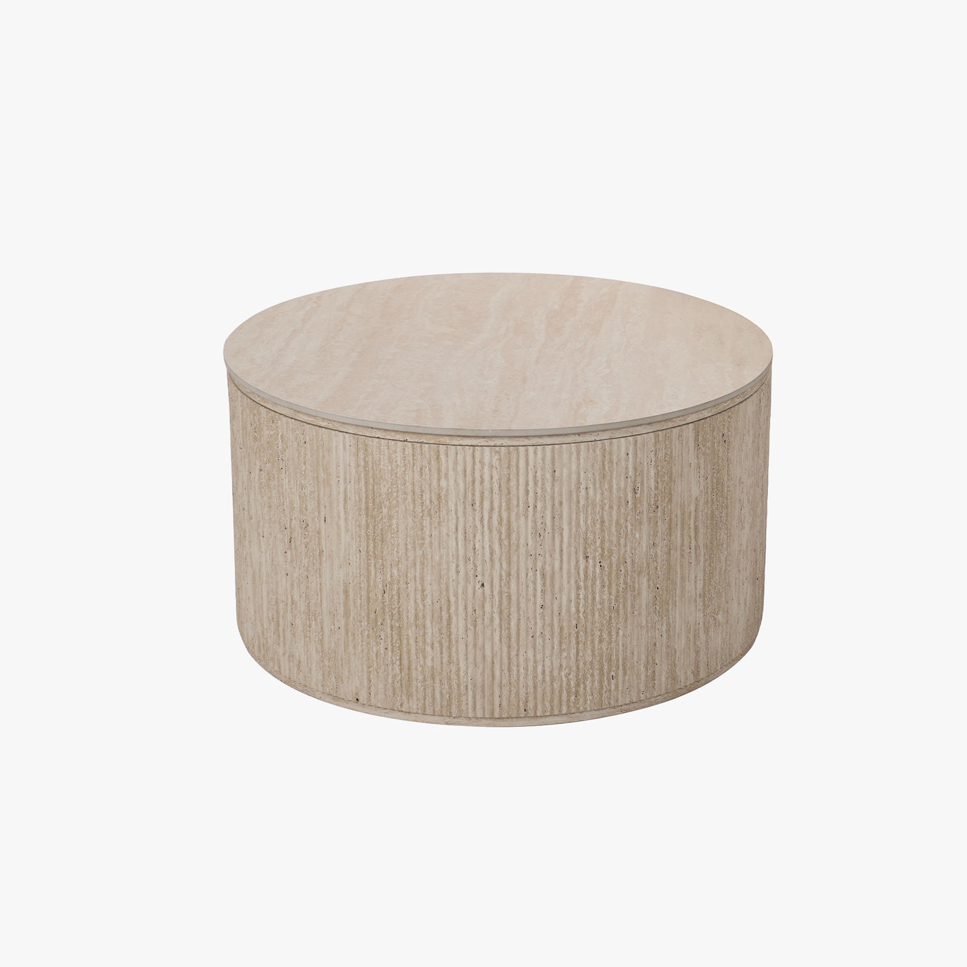 FARA Lot de 2 tables basses rondes plateau en céramique beige