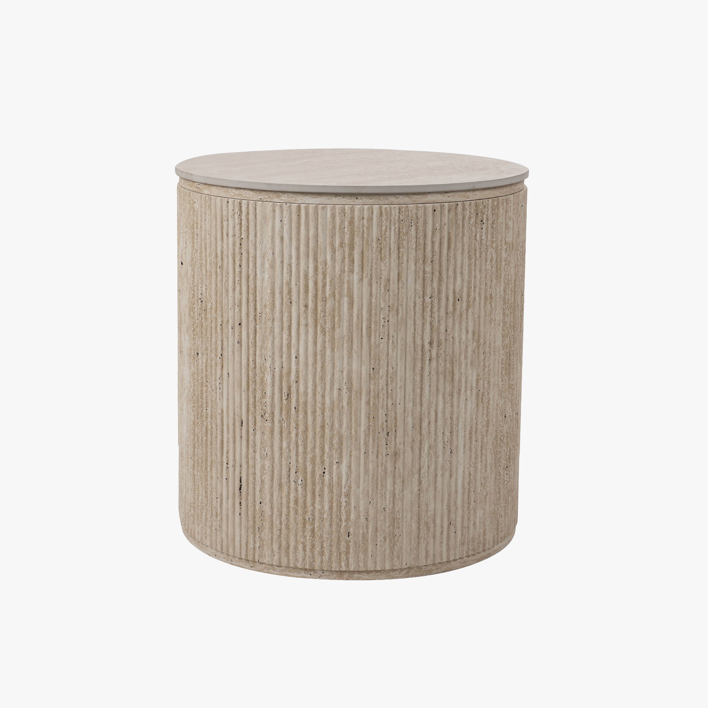 FARA Lot de 2 tables basses rondes plateau en céramique beige