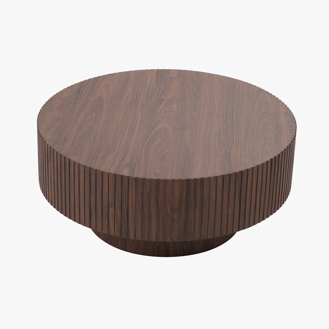 AIRA Table basse ronde couleur bois foncé D80 cm