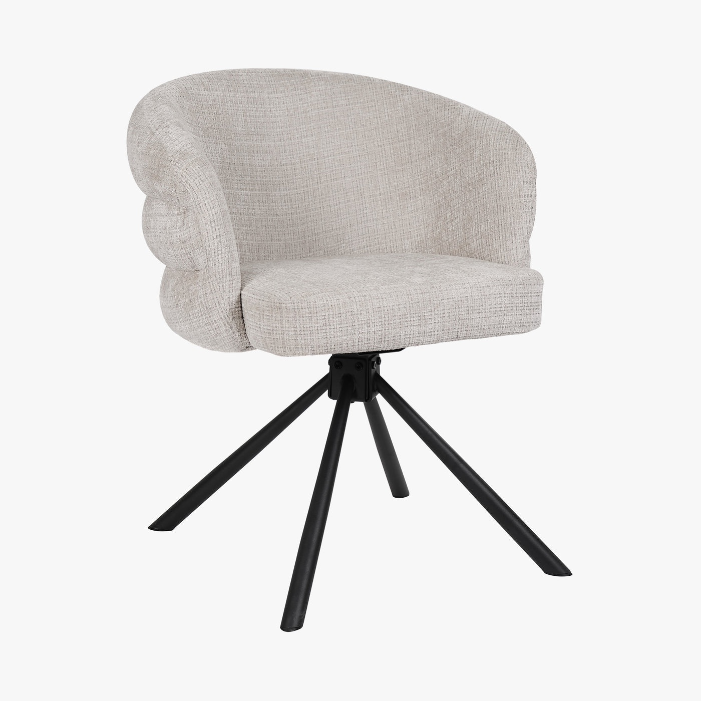 ALBANE Lot de 2 chaises pivotantes en tissu beige pieds en métal noir