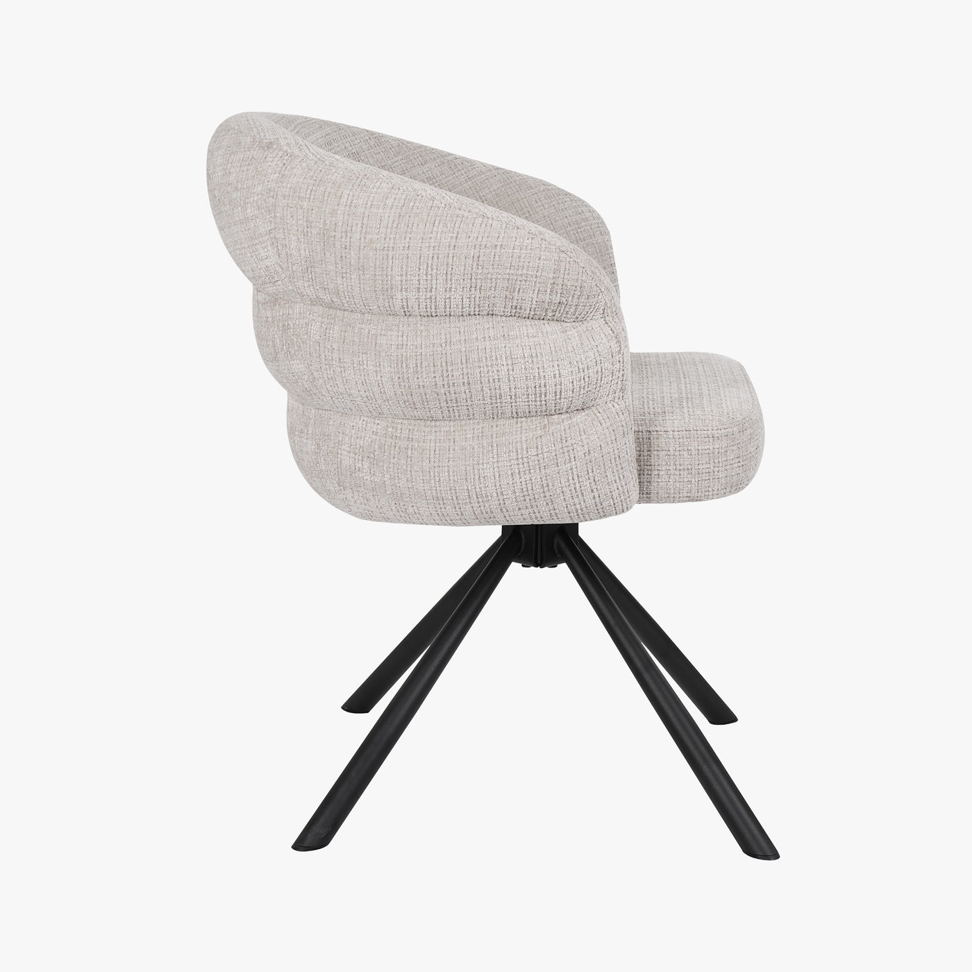 ALBANE Lot de 2 chaises pivotantes en tissu beige pieds en métal noir