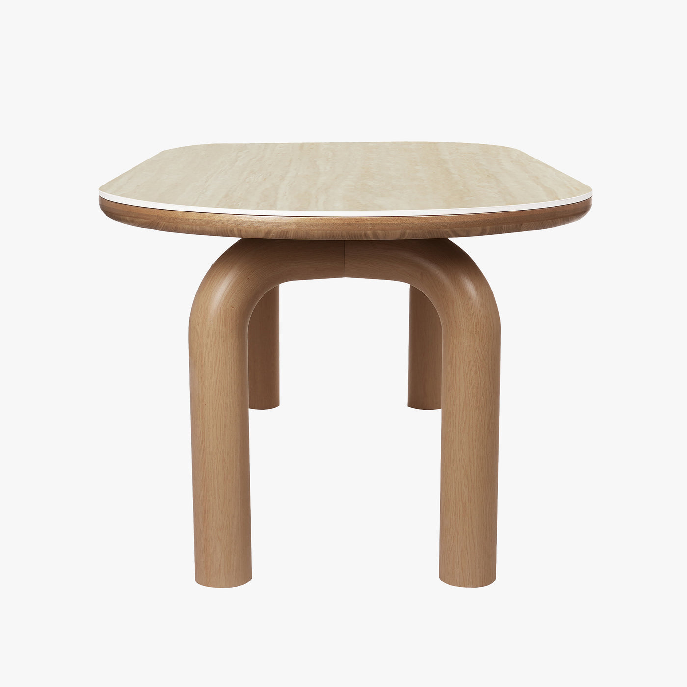 MARTINA Table à manger ovale en céramique pieds en métal couleur bois clair 180 cm